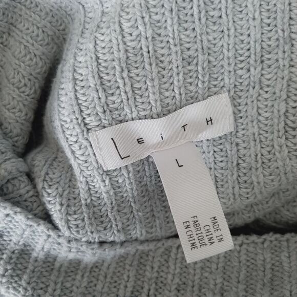 LEITH Nordstrom Cropped Turtleneck Sweater Grey Sz L - Picture 10 of 11
